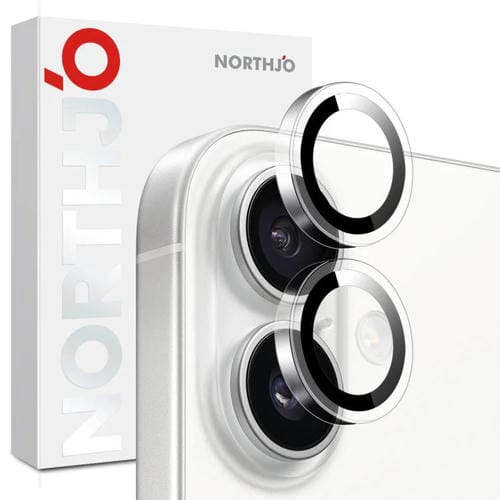 Protector de lente de cámara NORTHJO para iPhone 17, película de vidrio templado con anillo transparente (transparente)