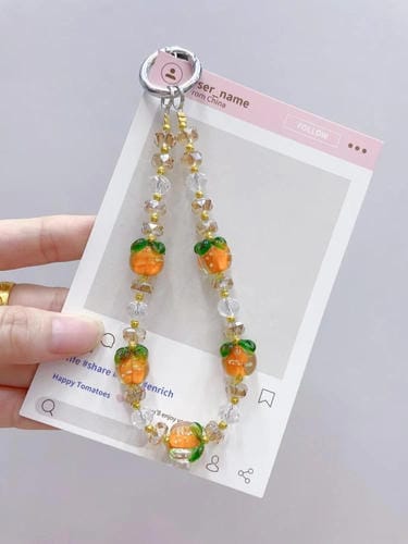 Cadena luminosa para teléfono con cristales de caqui (naranja)