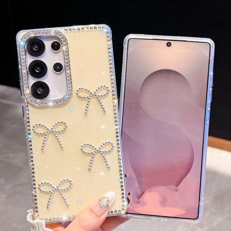 Funda transparente con lazo y cuatro esquinas para Samsung Galaxy A56 5G, a prueba de golpes y con purpurina de diamante (transparente)