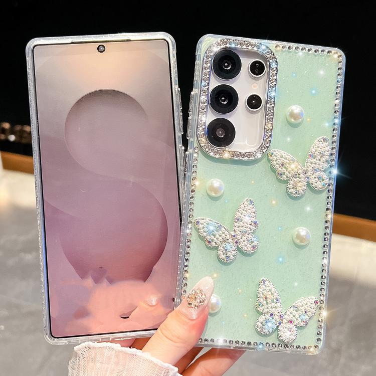 Funda para Samsung Galaxy A56 5G con diseño de mariposa, con purpurina y diamantes, a prueba de golpes (rosa claro)