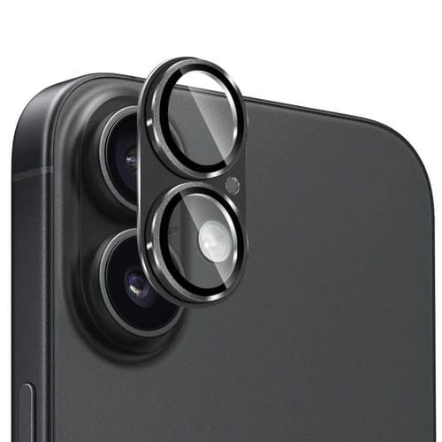 ENKAY - Lente de cámara antirreflejos con armadura esmerilada y película de vidrio templado de aleación de aluminio para iPhone 17 (negro)