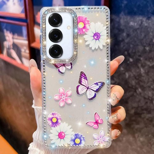 Funda a prueba de golpes con diseño de mariposa y brillo de diamante para Samsung Galaxy A17 5G (Mariposa, amor, flor, B5)
