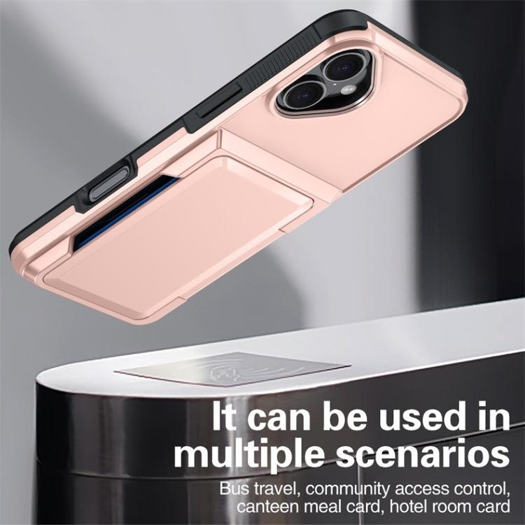 Funda abatible para iPhone 16 con tarjetero, a prueba de golpes, color rojo