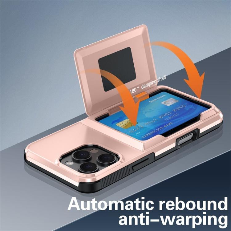Funda a prueba de golpes con tarjetero y tapa Kalebol para iPhone 13 Pro Max (roja)
