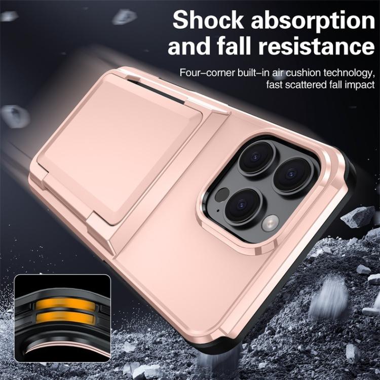 Funda a prueba de golpes Kalebol Flip Card Wallet para iPhone 13 Pro (gris)