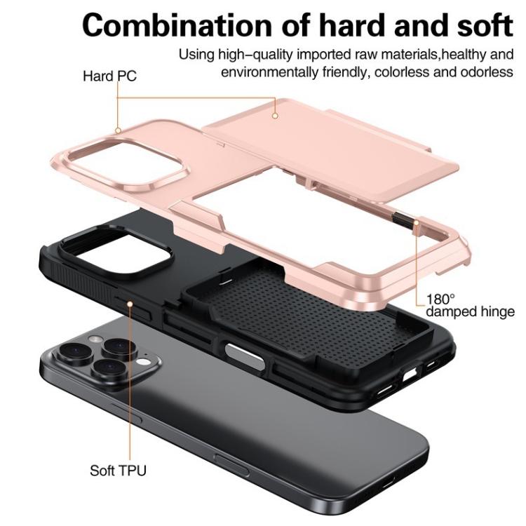 Funda a prueba de golpes Kalebol Flip Card Wallet para iPhone 13 Pro (gris)