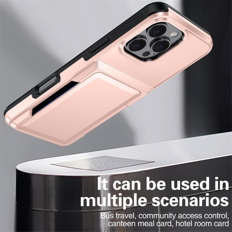 Funda a prueba de golpes Kalebol Flip Card Wallet para iPhone 13 Pro (gris)