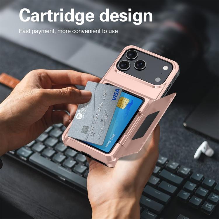Funda abatible para iPhone 17 Pro Max con tarjetero Kalebol, a prueba de golpes (oro rosa)