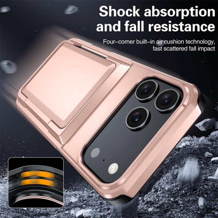 Funda abatible para iPhone 17 Pro Max con tarjetero Kalebol, a prueba de golpes (roja)