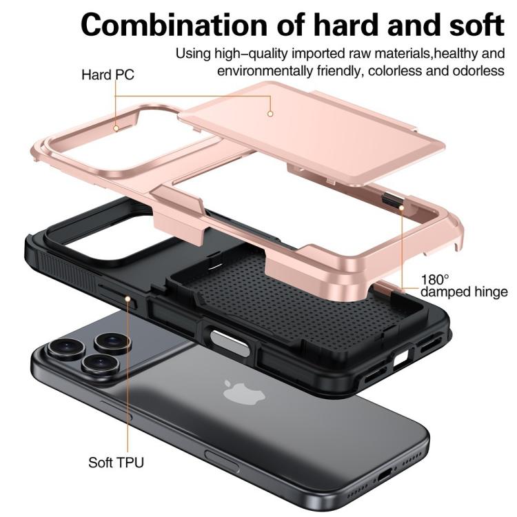 Funda abatible para iPhone 17 Pro Max con tarjetero Kalebol, a prueba de golpes (roja)