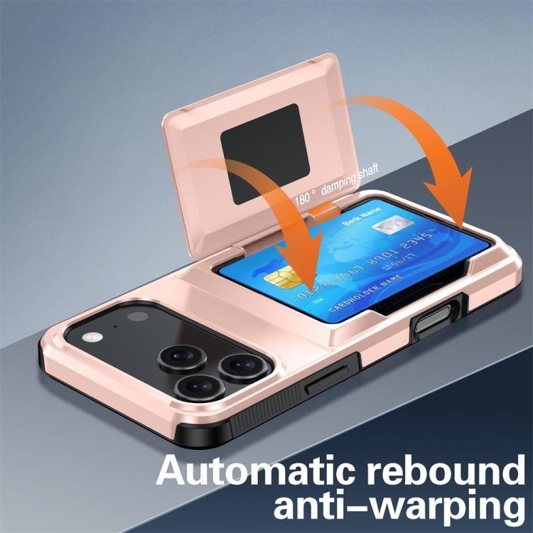 Funda abatible Kalebol para iPhone 17 Pro, a prueba de golpes, con tarjetero (negra)