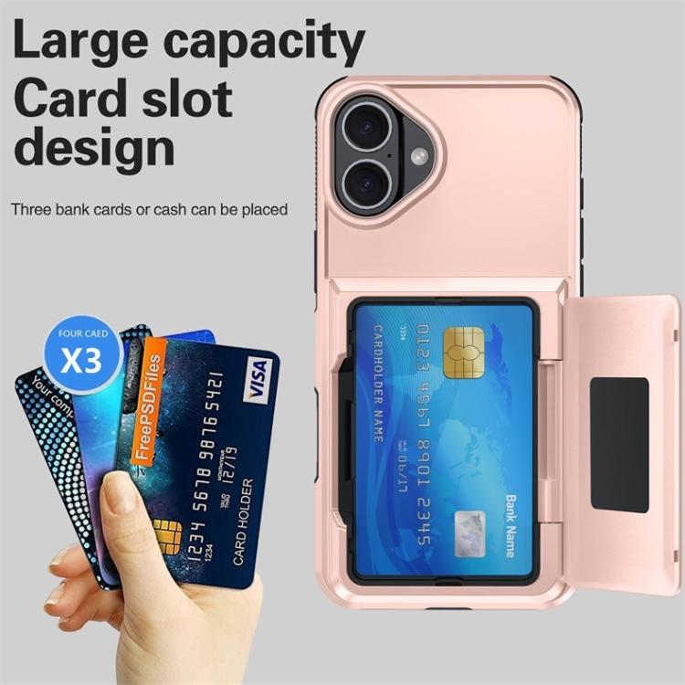 Funda abatible para iPhone 17, con tarjetero, a prueba de golpes (roja)