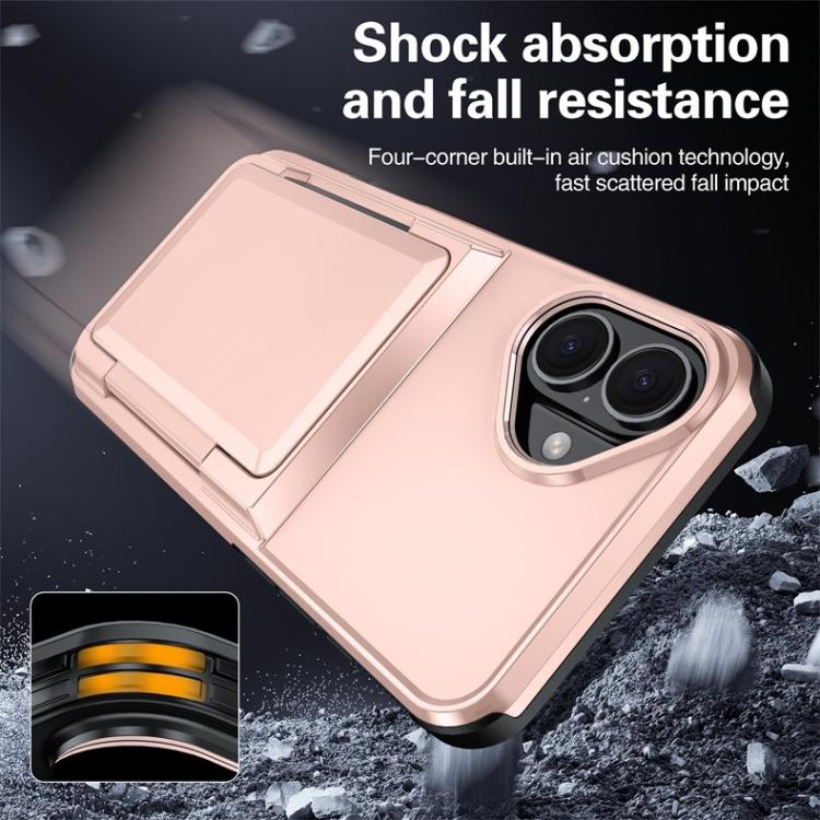 Funda abatible para iPhone 17, con tarjetero, a prueba de golpes (roja)