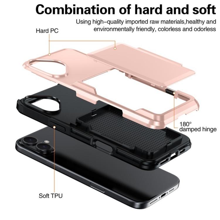 Funda abatible para iPhone 17, con tarjetero, a prueba de golpes (roja)