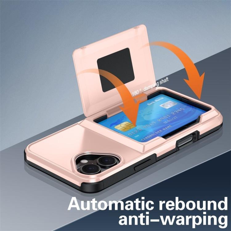 Funda abatible para iPhone 17, con tarjetero, a prueba de golpes (roja)