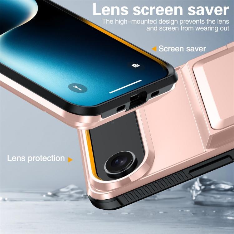 Funda abatible para iPhone 17 Air Kalebol con tarjetero, a prueba de golpes (oro rosa)