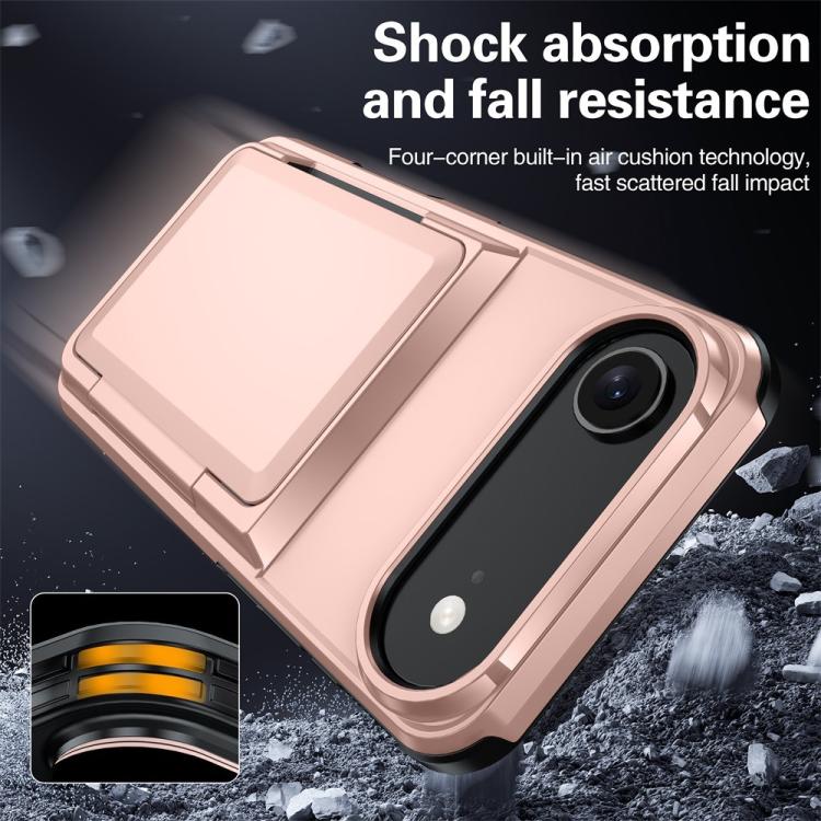 Funda abatible para iPhone 17 Air Kalebol con tarjetero, a prueba de golpes (oro rosa)