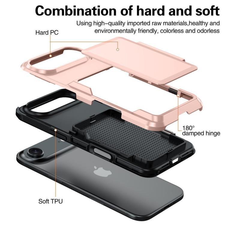 Funda abatible para iPhone 17 Air Kalebol con tarjetero, a prueba de golpes (oro rosa)