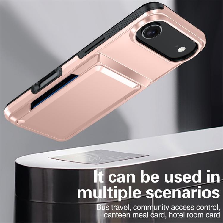 Funda abatible para iPhone 17 Air Kalebol con tarjetero, a prueba de golpes (roja)