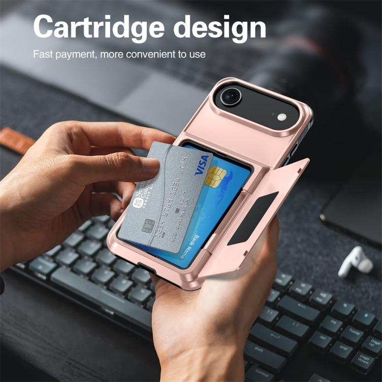 Funda abatible para iPhone 17 Air Kalebol con tarjetero, a prueba de golpes (verde militar)
