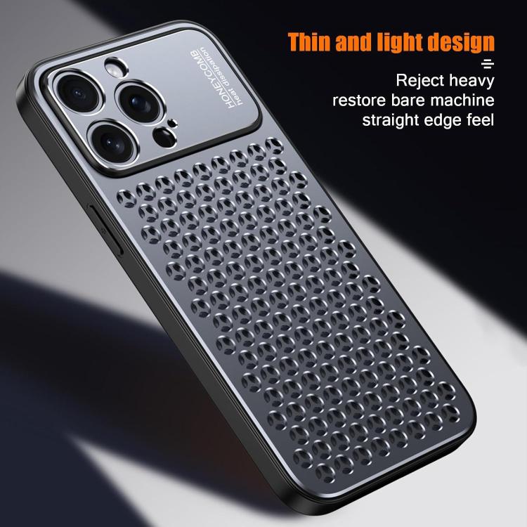 Funda metálica transpirable y refrescante Kalebol para iPhone 16 Plus (plateada)