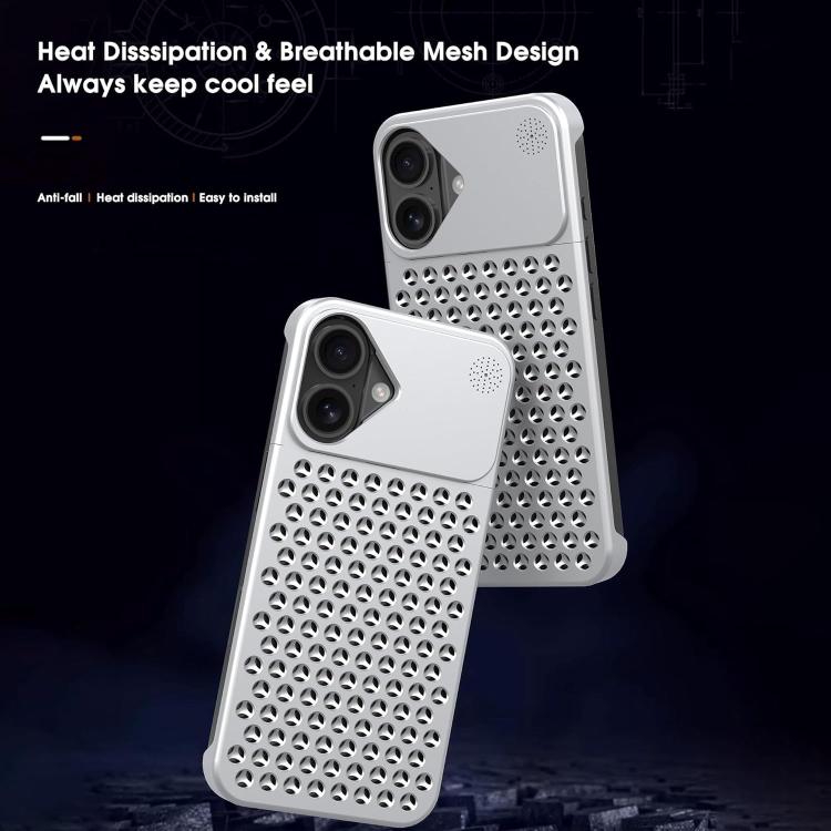 Funda Kalebol de aleación de aluminio con aromaterapia y refrigeración para iPhone 16 (plateada)