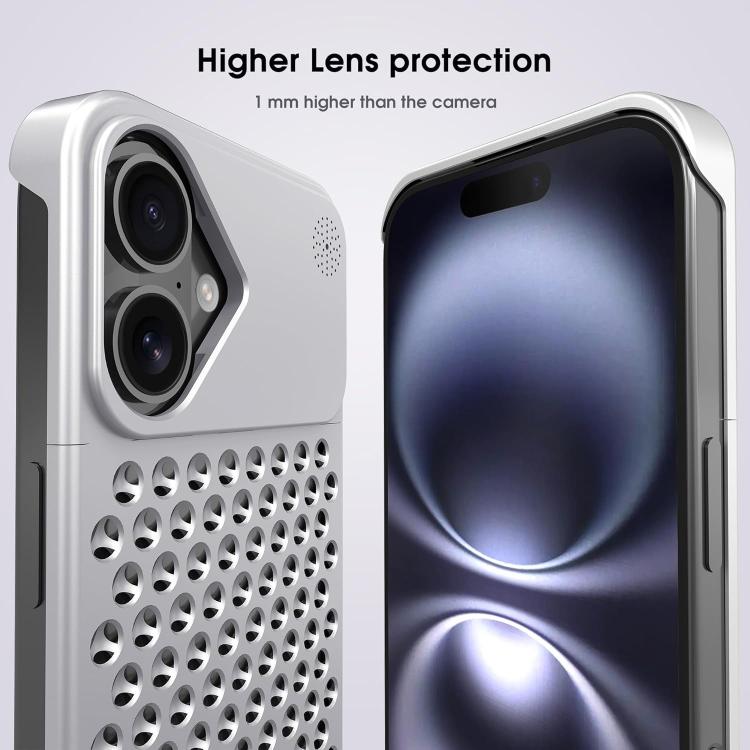 Funda Kalebol de aleación de aluminio con aromaterapia y refrigeración para iPhone 16 (plateada)