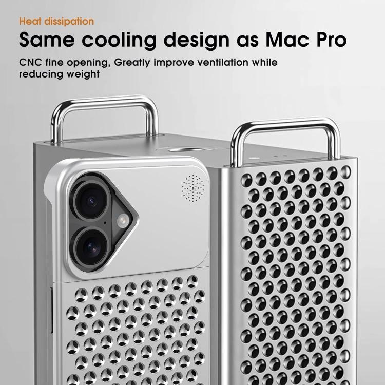 Funda Kalebol de aleación de aluminio con aromaterapia y refrigeración para iPhone 16 (plateada)