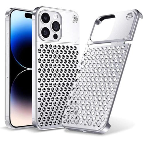Funda de aleación de aluminio Kalebol con aromaterapia y refrigeración para iPhone 13 Pro (plateada)
