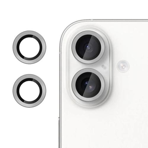 Película de vidrio templado Kalebol para iPhone 16, ultrafina y sin parpadeo para lente de cámara individual (gris grafito)