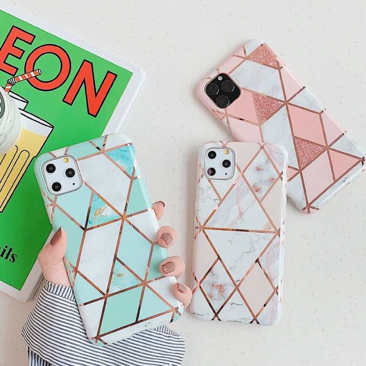 Funda para Teléfono Móvil iPhone 11 Pro Plating Geometric Pattern Mosaic Marble TPU (Rosa Pj1)