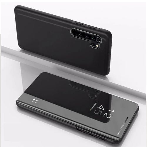 Para Xiaomi Mi Cc9 Pro Funda de Cuero con Tapa Horizontal con Espejo Plateado y Soporte (Negro)