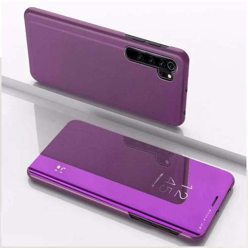 Para Xiaomi Note 10 Pro Cubierta de Cuero con Tapa Horizontal con Espejo Plateado con Soporte Funda para Teléfono Móvil (Púrpura)