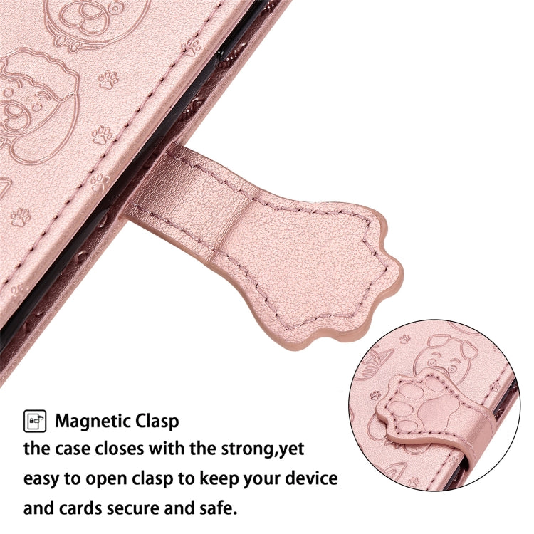 Estuche para iPhone 11 Pro Max Cute Cat And Dog Cuero PU con Tapa Horizontal en Relieve Soporte Ranura Tarjeta Billetera Cordón (Oro Rosa)