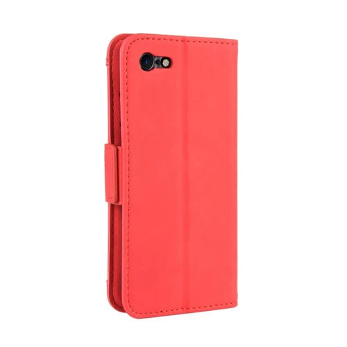 Funda de Cuero iPhone SE 2022 y SE 2020 Wallet Style con Ranura para Tarjeta (Rojo)