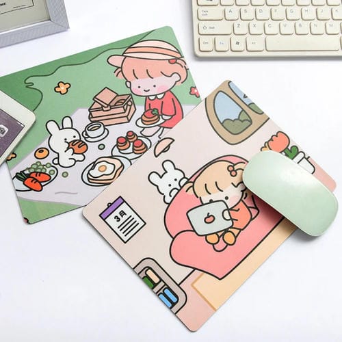 5 Pcs Mouse Pad Creativo Cartoon Coneja Chica para Laptop y Estudiante (Durmiendo)