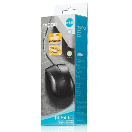Mouse Racoo N1600 1000 DPI 3 teclas Silent oficina negocio cable 1.5 m (Negro)
