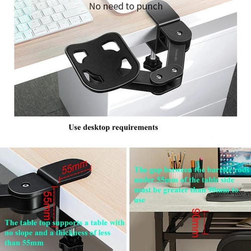 Soporte de Mano para Computadora Vaydeer Tj2011 Mouse Pad Metal Brazo Voladizo Pulsera Pad (Negro)