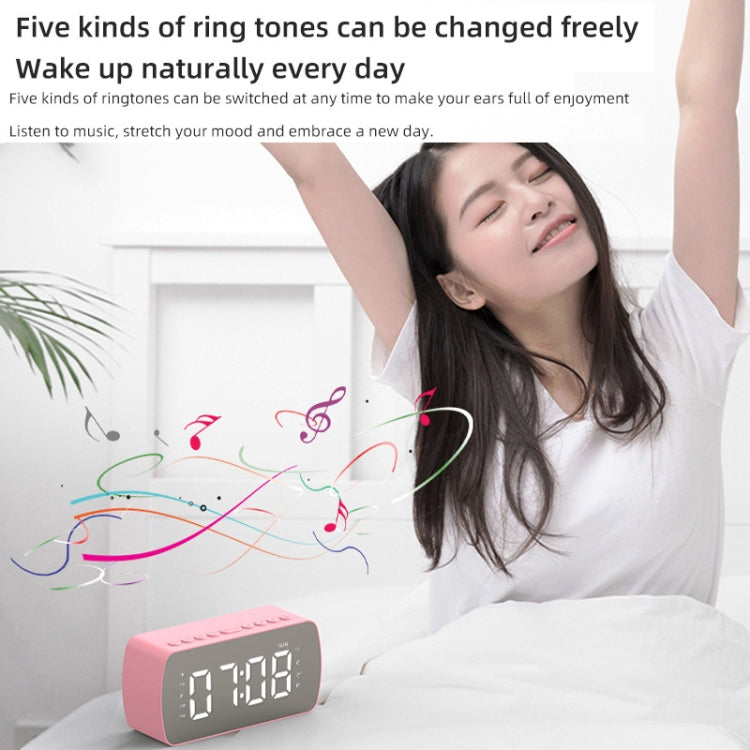 Altavoz Bluetooth Q5 Portátil para Exteriores Radio Reloj Pequeño (Blanco)