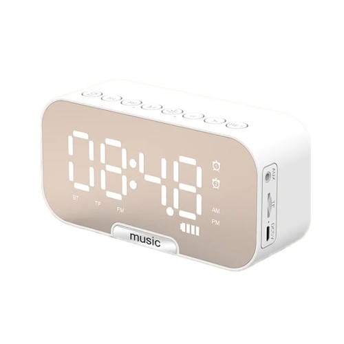Altavoz Bluetooth Q5 Portátil para Exteriores Radio Reloj Pequeño (Blanco)