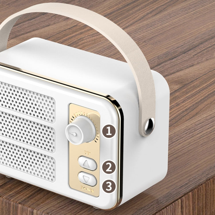 Mini Altavoz Bluetooth Portátil de Mano Sonido Estéreo Nivel Hifi Retro (Blanco)