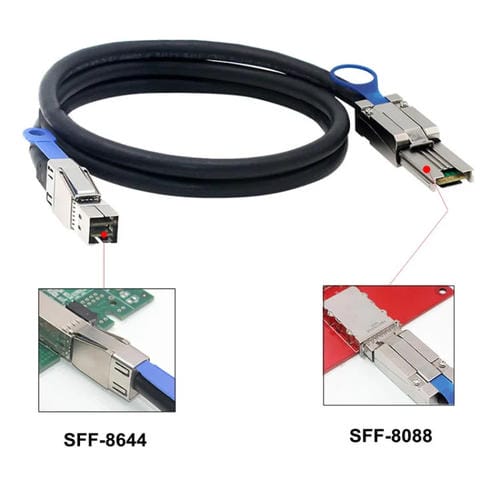 Cable de Disco Duro Externo Servidor Mini Sas HD Sff-8644 a 8088 26P 1M