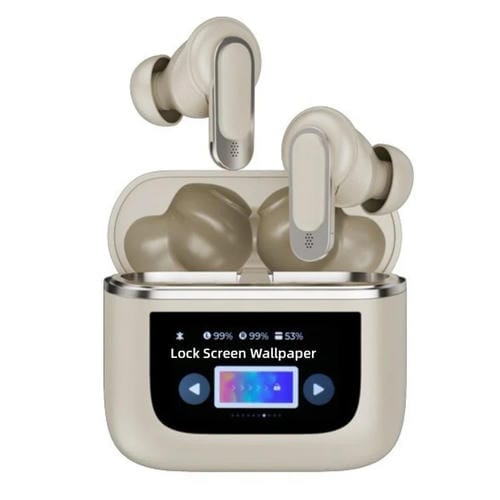 Auriculares Inalámbricos V8 Bluetooth Pantalla Color Inteligente ANC Táctil Reducción Ruido (Dorado)