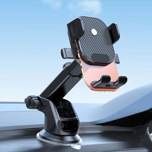 Soporte para Teléfono Móvil con Ventosa para Salpicadero de Coche, con Bloqueo Automático, Estilo: Naranja Telescópico