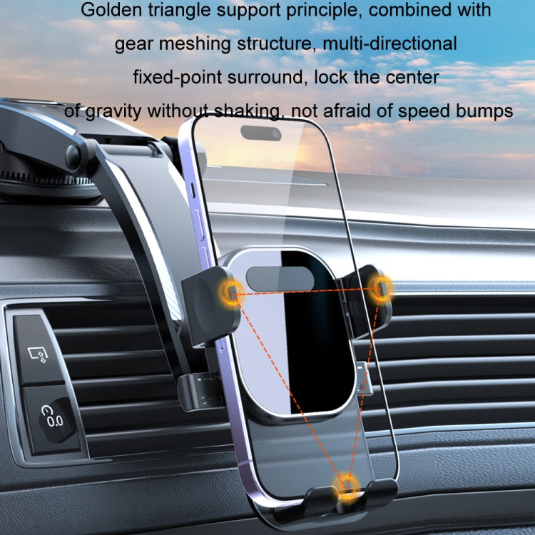 Soporte para Teléfono Móvil con Ventosa para Salpicadero de Coche, con Bloqueo Automático, Estilo: Base Telescópica Brillante