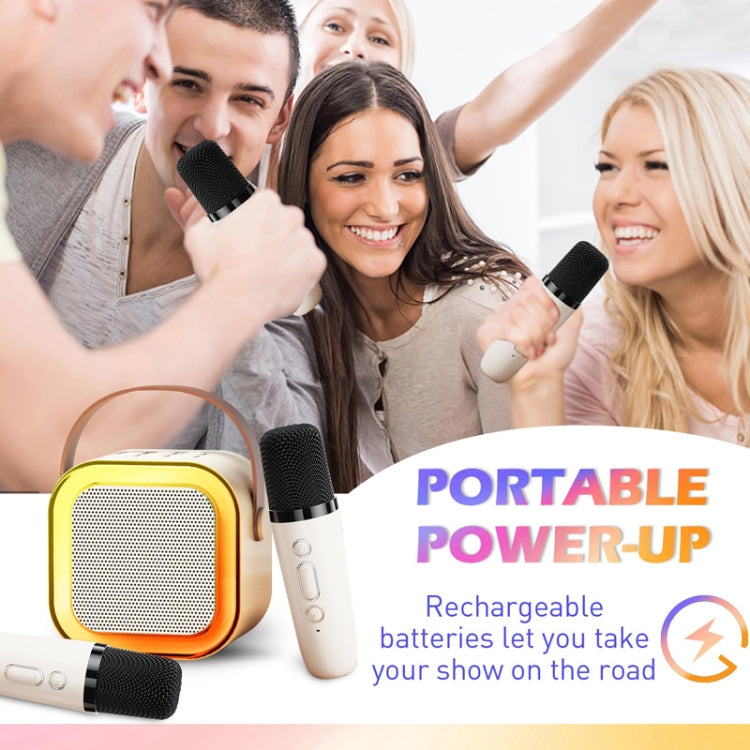 Altavoz Inteligente con Micrófono Dual Bluetooth Portátil Karaoke para Teléfono Móvil (Azul)