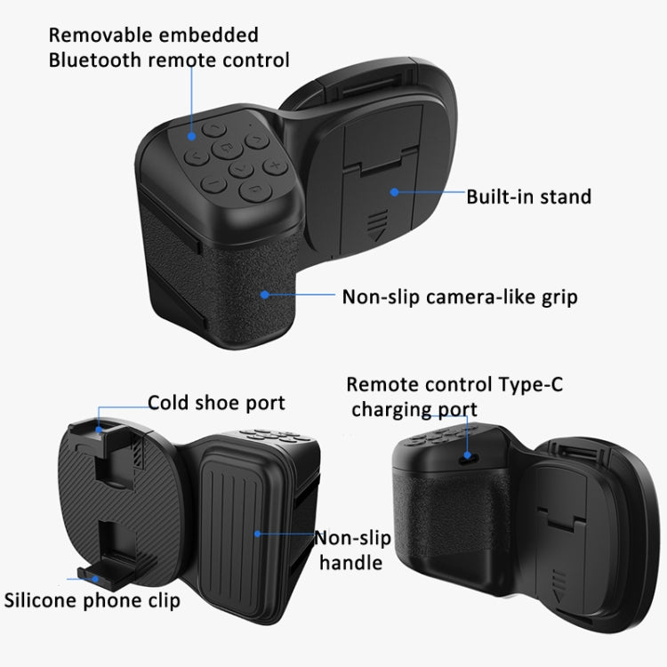 Empuñadura para Cámara de Teléfono con Soporte para Zapata Fría Control Remoto Bluetooth Luz de Relleno
