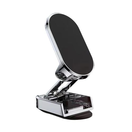 Soporte Magnético Plegable para Teléfono de Coche D11, Soporte Giratorio para Tablero de Instrumentos, Soporte de Navegación para Pegar (Plateado Brillante)