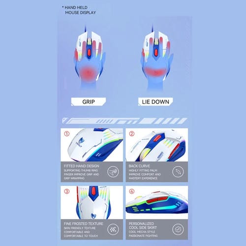 Ratón Mecánico Silencioso T-Wolf G560 de 6 Teclas con Cable y Luz de Respiración (Gris)