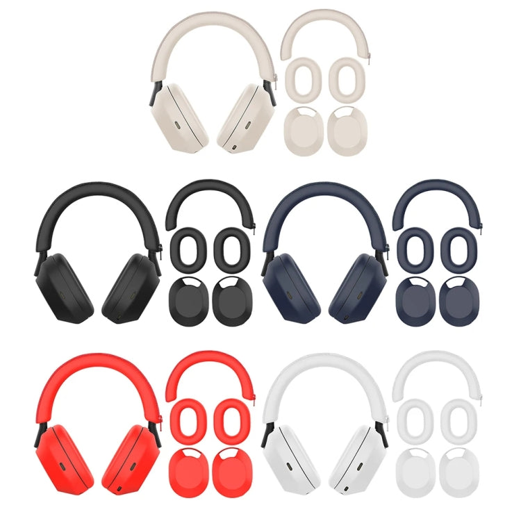 Funda Protectora para Auriculares Bluetooth Sony Wh-1000Xm5 con Diadema y Orejeras (3 en 1) (Beige)